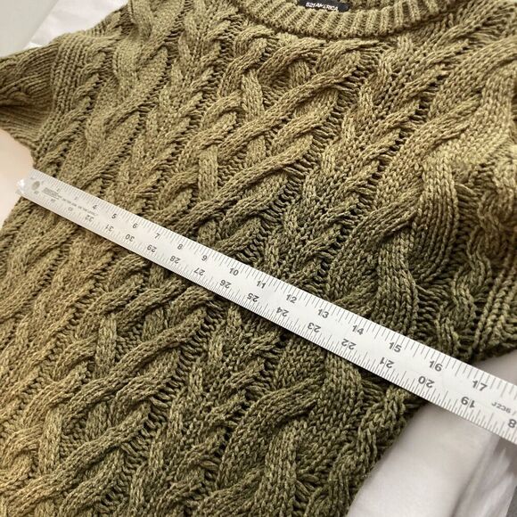 525 America Olive Green Cable Knit Cotton Sweater Size XS Elevated Basics Layers - Picture 10 of 11